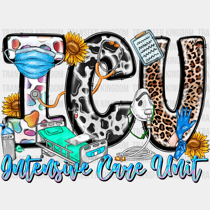 Sunflower ICU Intensive Care Unit Design - ICU Nurse DTF Heat Transfer