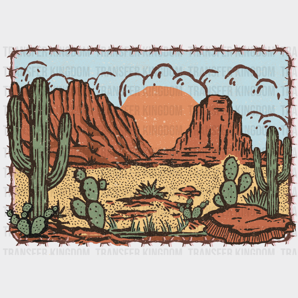 Suns Cactus Design - Western Dtf Transfers