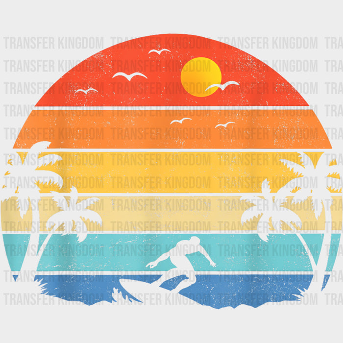 Sunset Circular Design - Surfing DTF Transfers
