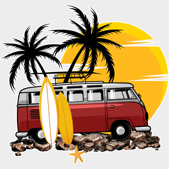 Sunset Van - Surfing DTF Transfers transfer-kingdom Light Color Design (See Imaging)