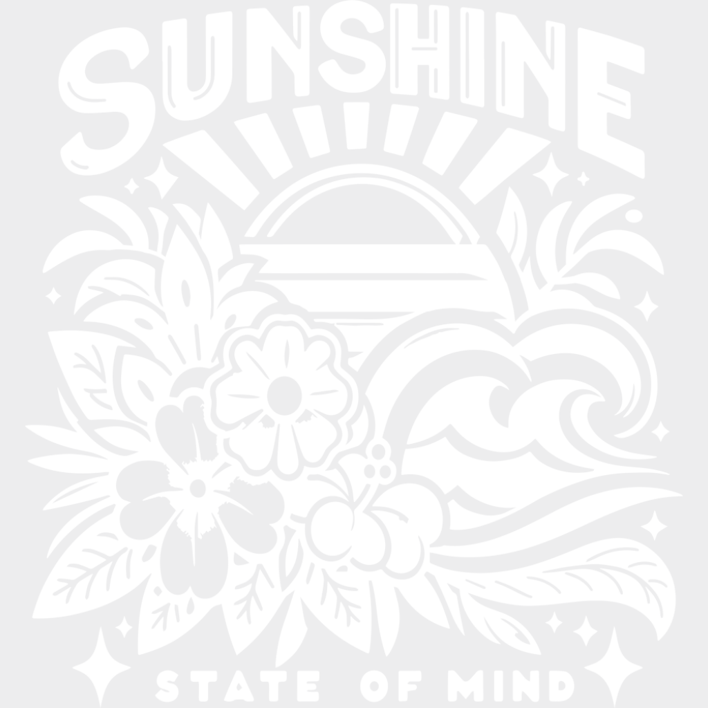 Sunshine State Of Mind B&W - Summer DTF Transfer Adult Unisex - S & M (10’’) / Light Color Design (See Imaging)