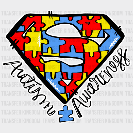 Superman Logo Autism Awareness Design - DTF heat transfer - Transfer Kingdom