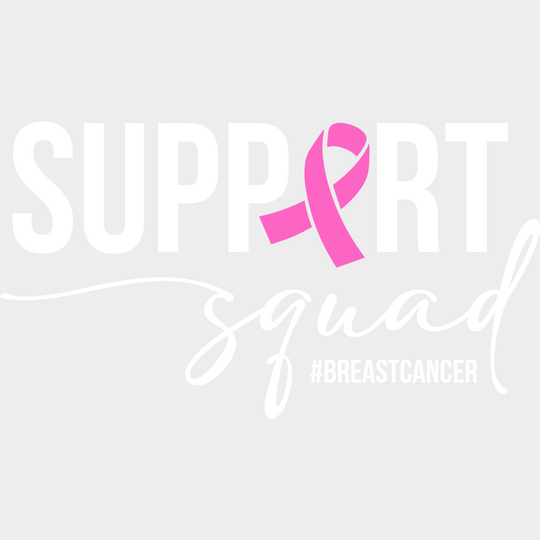 Support Squad #BREASTCANCER B&W - Breast Cancer DTF Transfer Adult Unisex - S & M (10’’) / Light Color Design (See