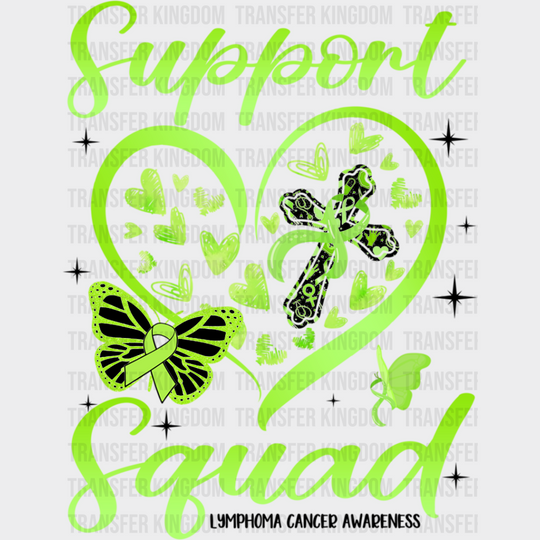 Support Squad Heart Design - Lymphoma Dtf Heat Transfer Unisex S & M (10’’) / Dark Color See Imaging