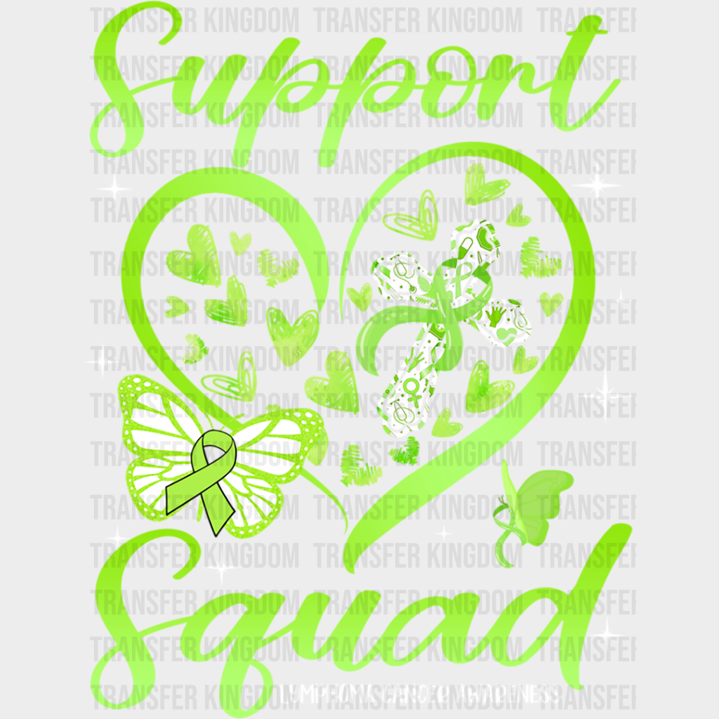 Support Squad Heart Design - Lymphoma Dtf Heat Transfer Unisex S & M (10’’) / Light Color See