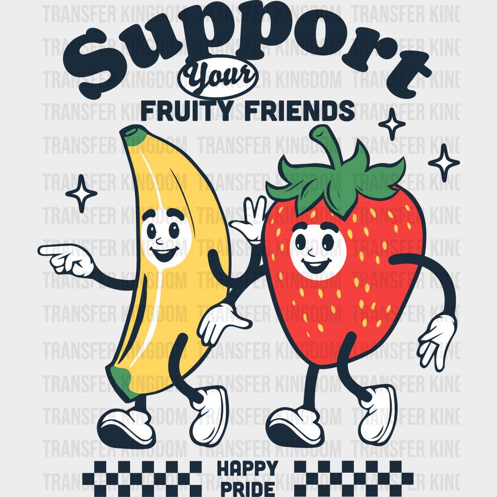 Support Your Fruity Friends - Pride DTF Transfer Adult Unisex - S & M (10’’) / Dark Color Design (See Imaging)