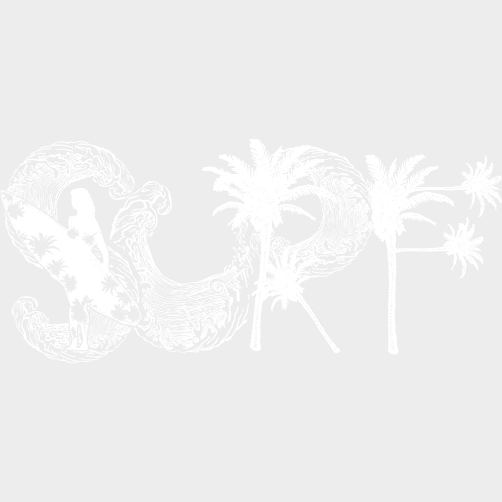 Surf, Wave & Palm Trees - Surfing DTF Transfers transfer-kingdom Light Color Design (See Imaging)