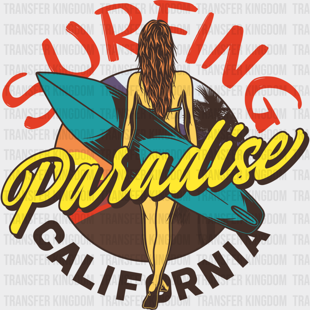 Surfing Paradise California - Dtf Heat Transfer