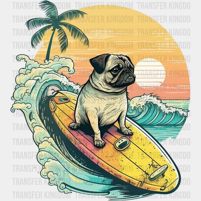Surfing Pug Summer DTF Transfer