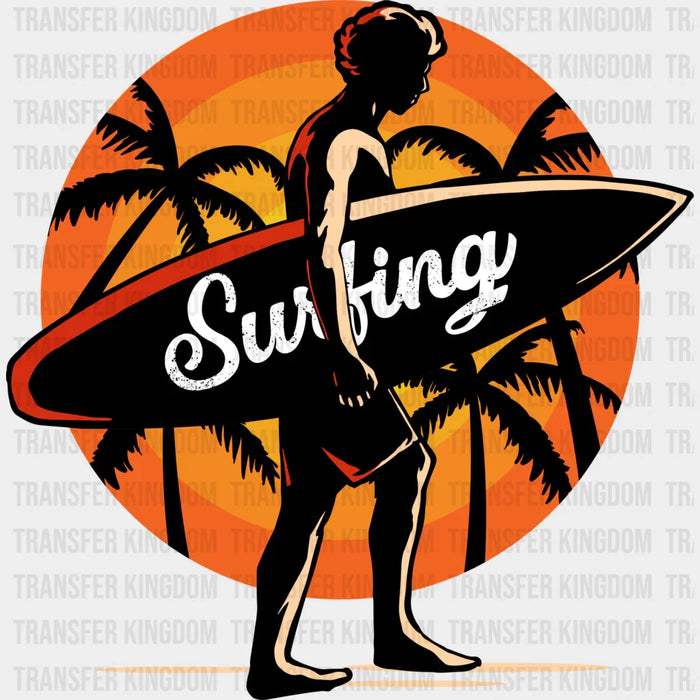 Surfing Sunrise Palms Design - Surfing DTF Heat Transfer