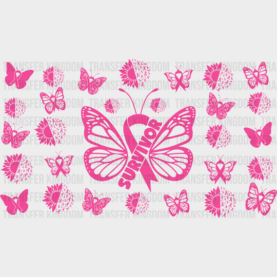 Survivor Butterfly - Awareness Cup Wrap Uv Sticker Permanent Dtf Decal