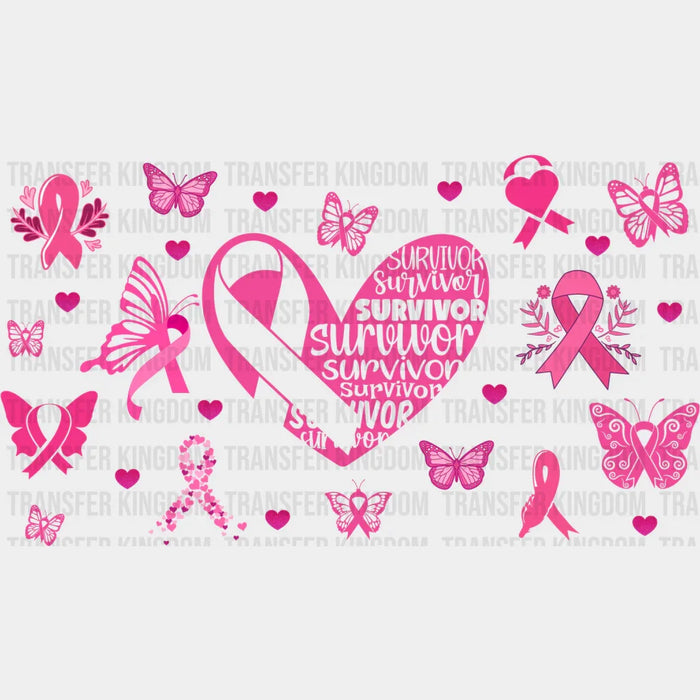 Survivor Heart - Awareness Cup Wrap UV Sticker Permanent UV DTF Decal