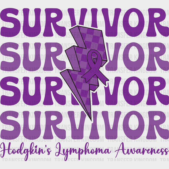Survivor, Purple Lightning Bolt - Lymphoma DTF Transfers