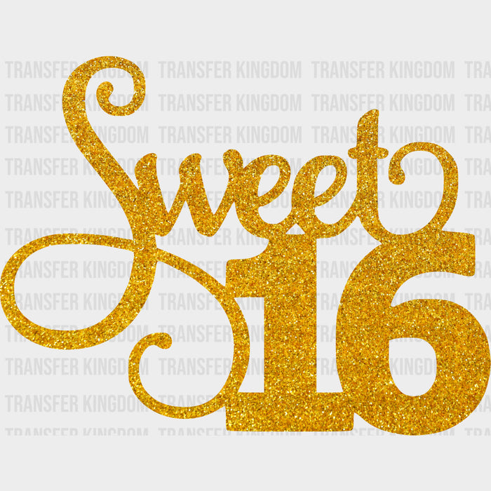 Sweet 16 Gold Glitter - Sweet 16 DTF Transfers