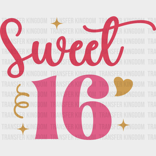 Sweet 16 Pink And Gold - Sweet 16 DTF Transfers