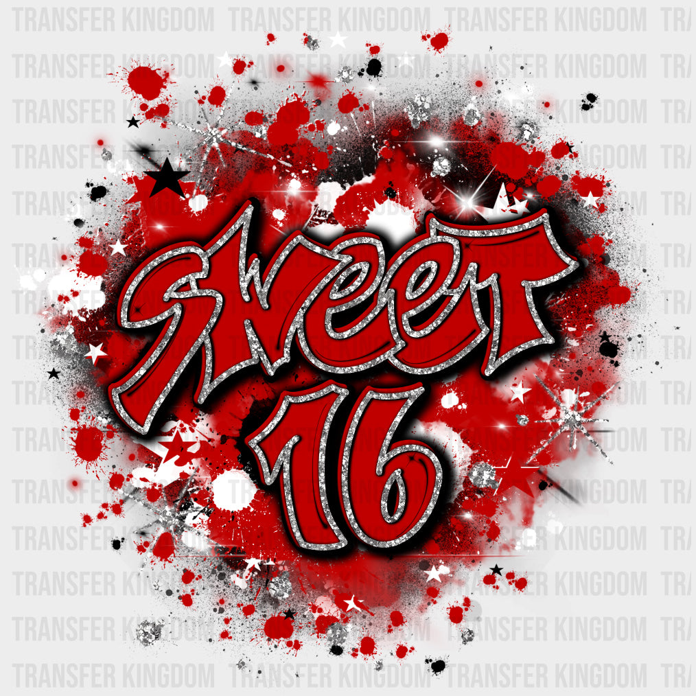 Sweet 16 Red & White - Sweet 16 DTF Transfers