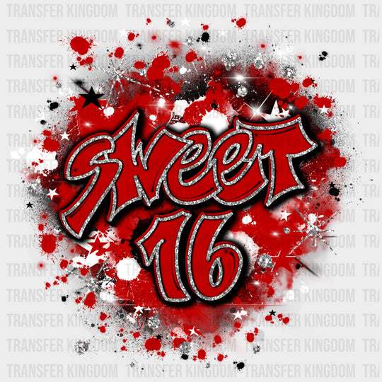 Sweet 16 Red & White - Sweet 16 DTF Transfers