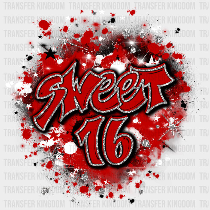 Sweet 16 Red & White - Sweet 16 DTF Transfers