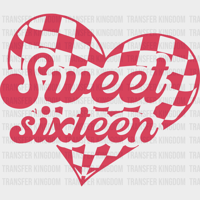 Sweet Sixteen, Checkered Heart - Sweet 16 DTF Transfers