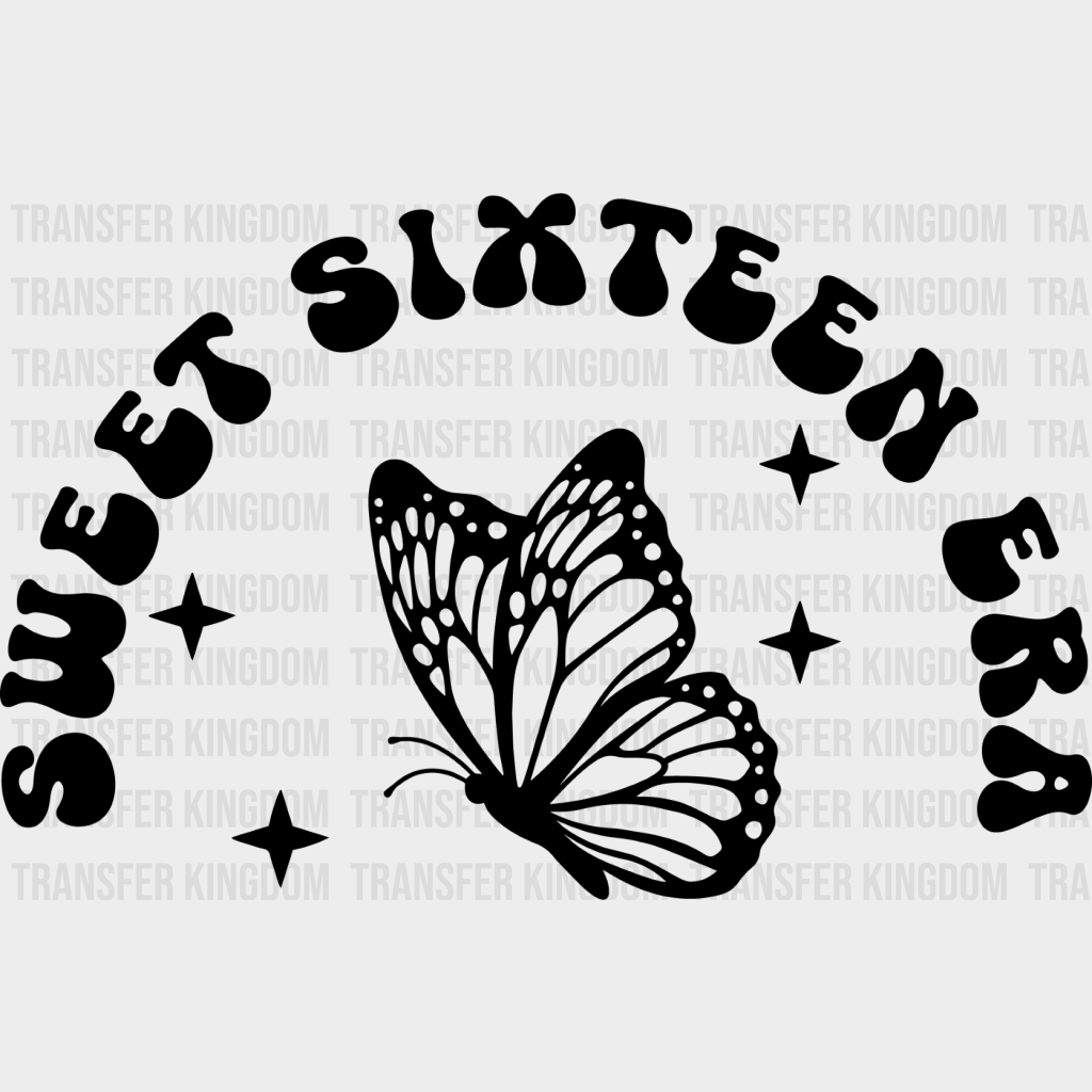 Sweet Sixteen Era Butterfly - 16 Dtf Heat Transfer Unisex S & M (10’’) / Dark Color Design See