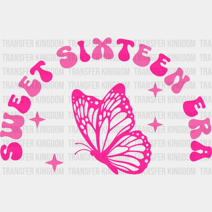 Sweet Sixteen Era Butterfly Design - Sweet 16 Iron On DTF Transfer