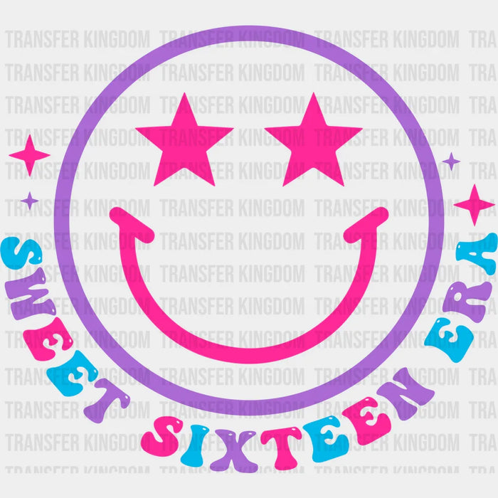 Sweet Sixteen Era Smiley Design - Sweet 16 Iron On DTF Transfer