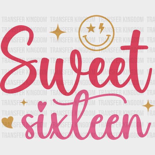 Sweet Sixteen Smiley Hearts Stars - Sweet 16 DTF Transfers