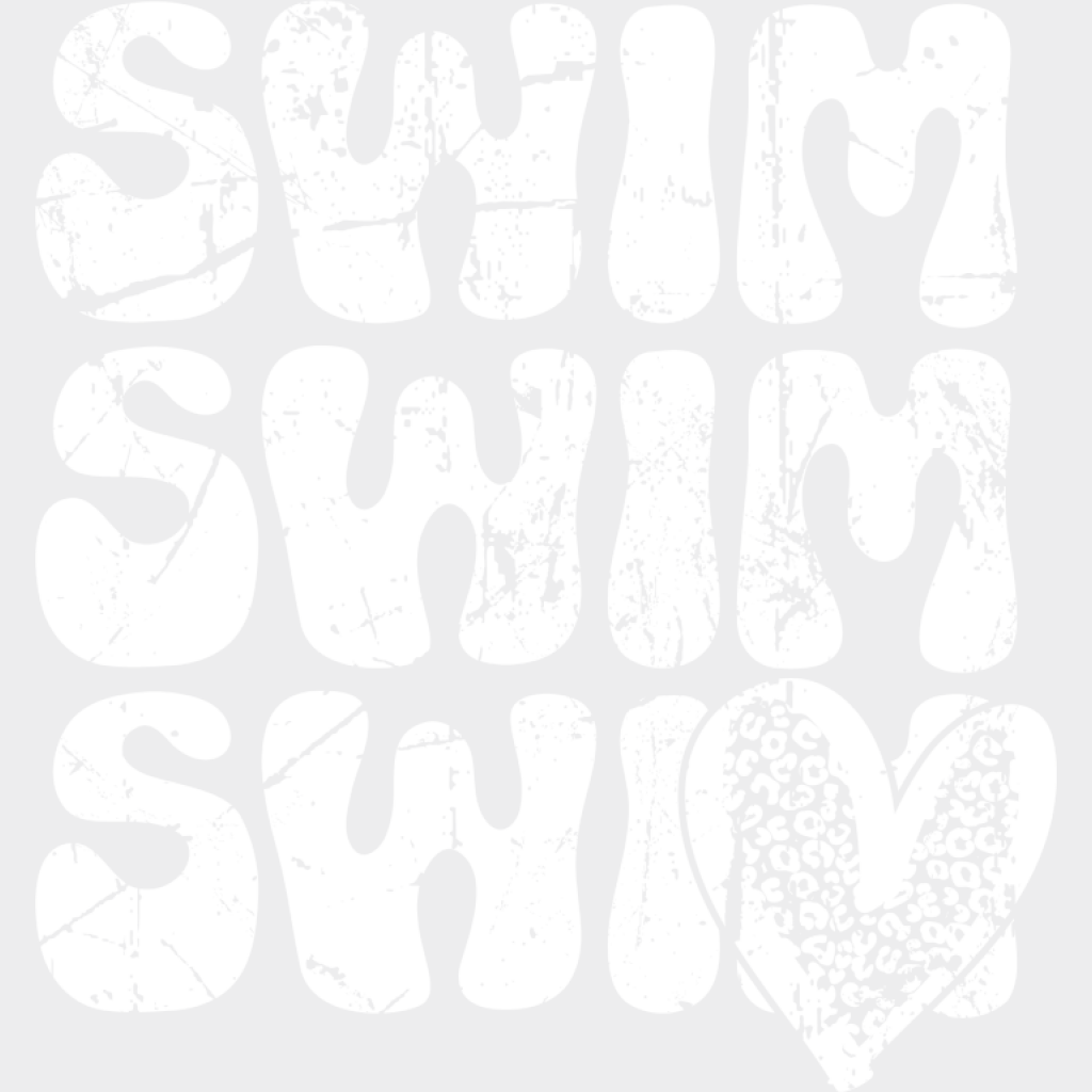 Swim Swim Swim B&W - Swimming DTF Transfer Adult Unisex - S & M (10’’) / Light Color Design (See Imaging)