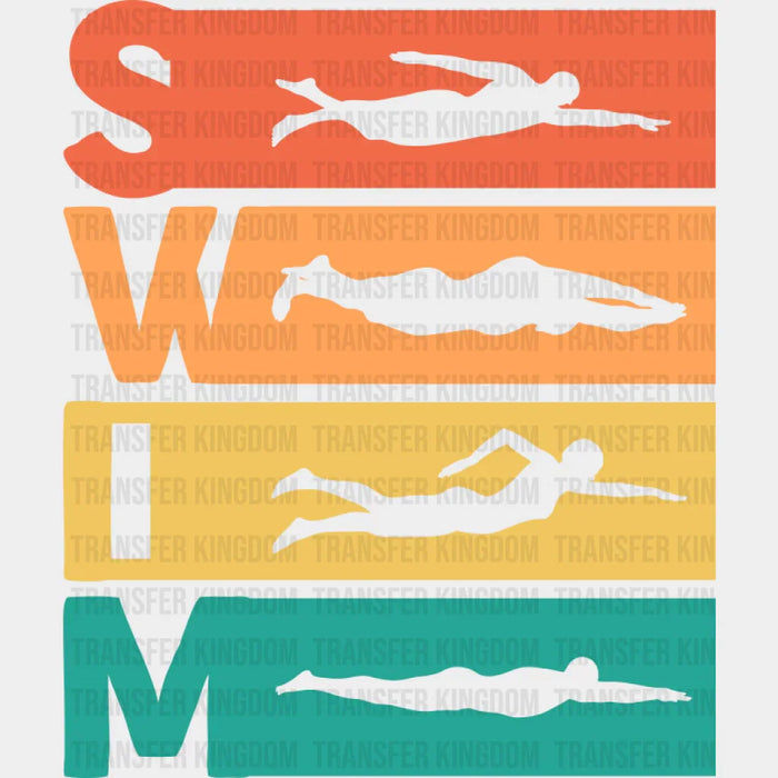 Swim Red Orange Yellow Green - Swimming DTF Transfer