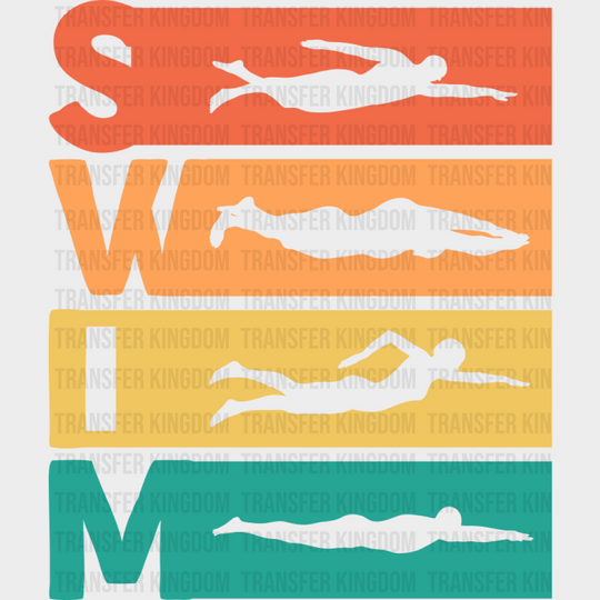 Swim Red Orange Yellow Green - Swimming DTF Transfer