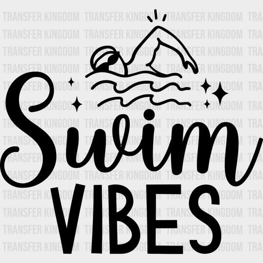 Swim Vibes - Swimming Dtf Heat Transfer Unisex S & M (10’’) / Dark Color Design (See Imaging)