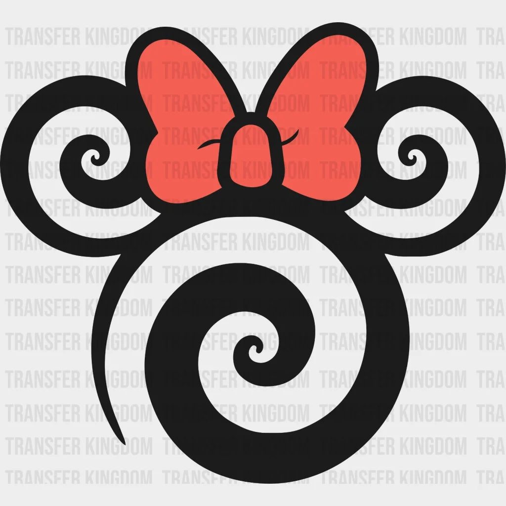 Swirl Mickey And Minnie Head Design - Dtf Heat Transfer