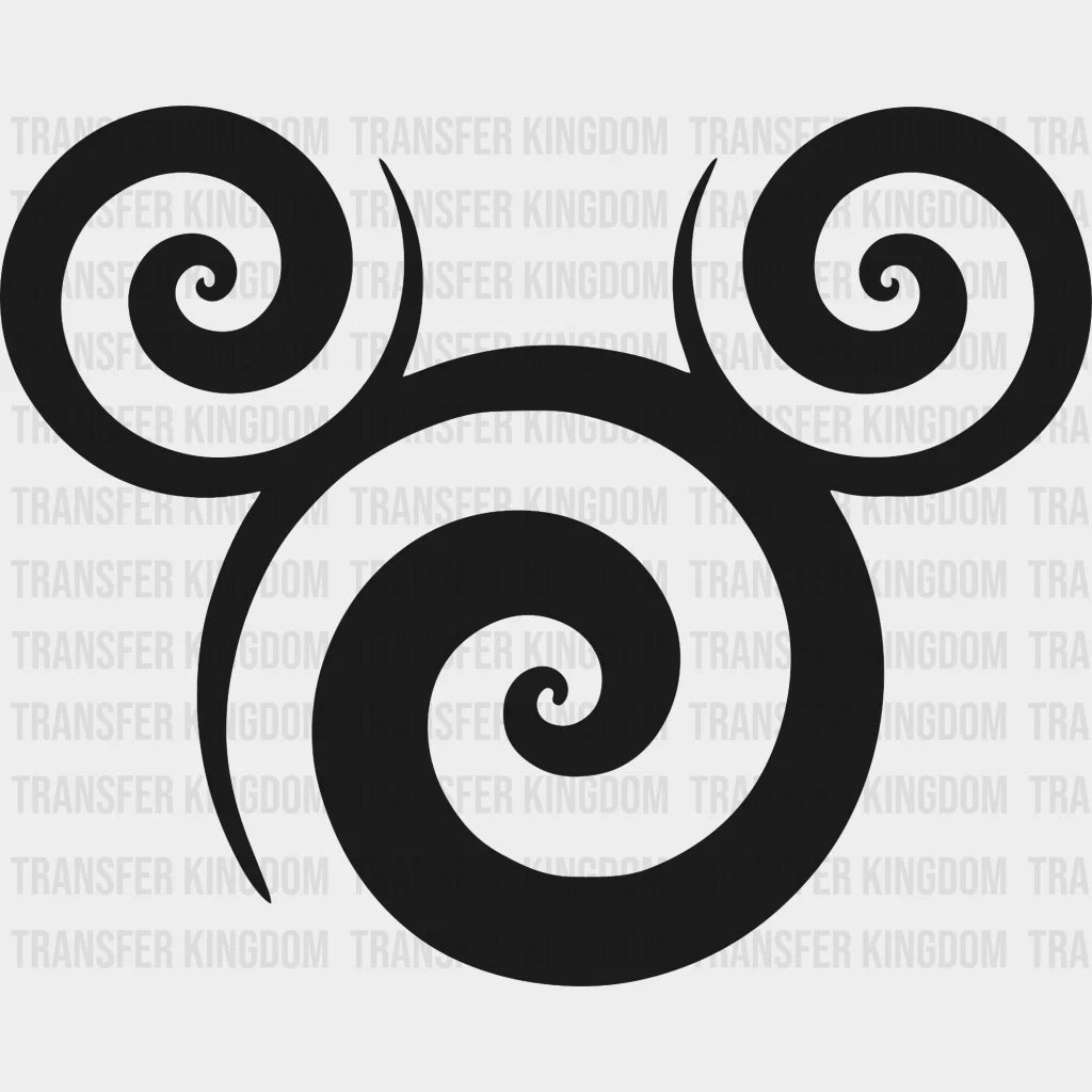 Swirl Mickey And Minnie Head Design - Dtf Heat Transfer