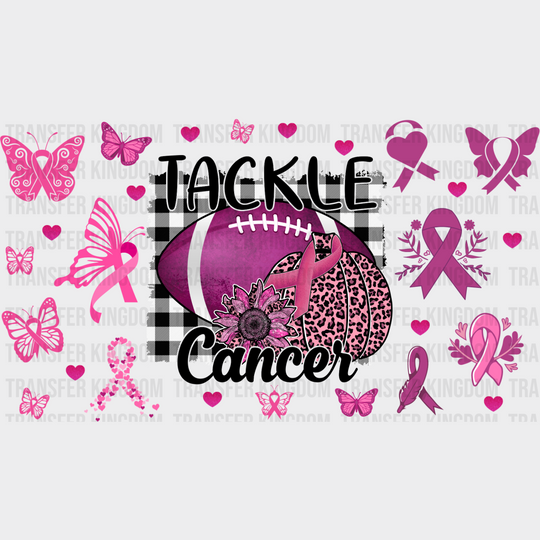 Tackle Cancer Football Design - Awareness Cup Wrap Uv Sticker Permanent Dtf Decal