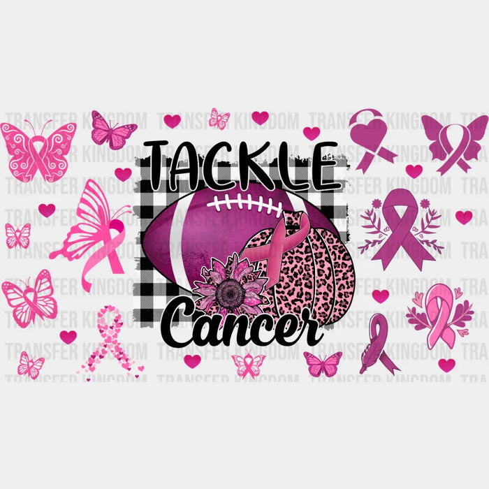 Tackle Cancer Football Design - Awareness Cup Wrap UV Sticker Permanent UV DTF Decal