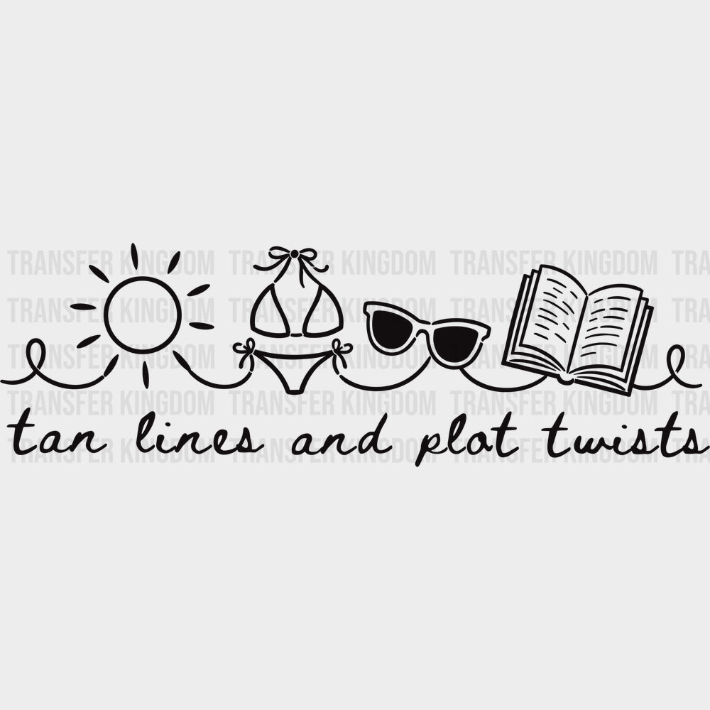 Tan Lines And Plot Twists - Reading DTF Transfers - Adult Unisex - S & M (10’’) / Dark Color Design (See Imaging)