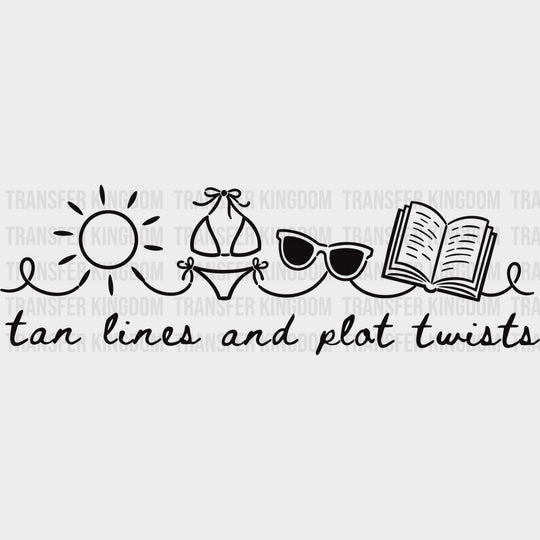 Tan Lines And Plot Twists - Reading DTF Transfers - Adult Unisex - S & M (10’’) / Dark Color Design (See Imaging)