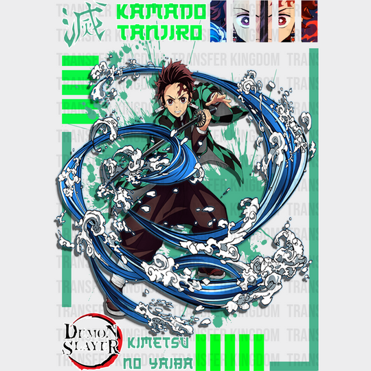 Tanjiro Kamado Green Design - Demon Slayer Iron On Dtf Transfer