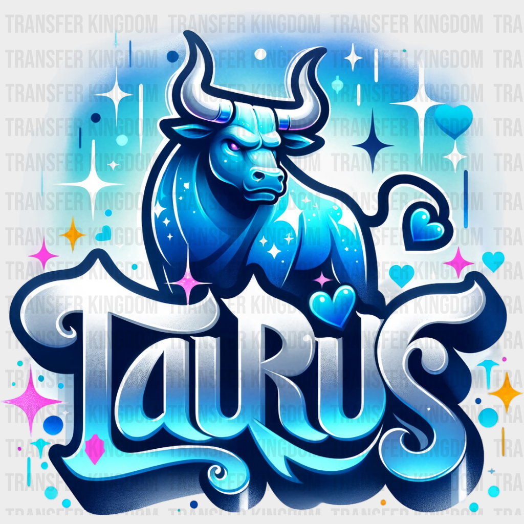 Taurus Blue And Pink - Zodiacs & Horoscopes Dtf Transfer Unisex S M (10’’) / Color Design See