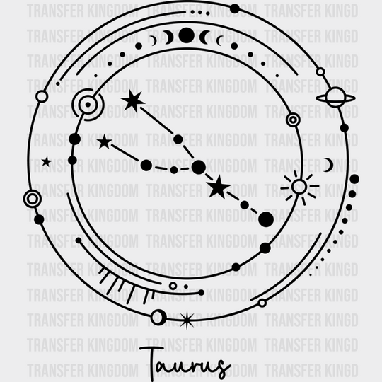 Taurus Constellation Design - Zodiac Dtf Transfer Unisex S & M (10’’) / Dark Color See Imaging