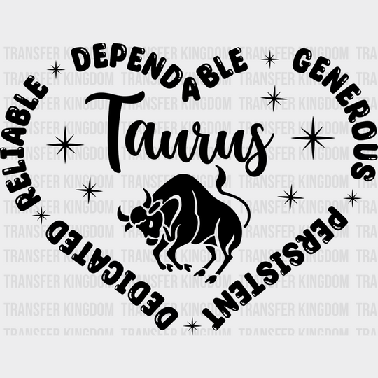 Taurus Heart Design - Zodiac & Horoscopes Dtf Heat Transfer Unisex S M (10’’) / Dark Color See