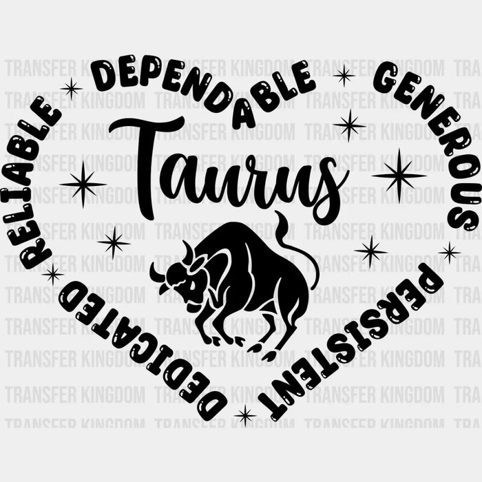 Taurus Heart Design - Zodiac & Horoscopes DTF heat transfer