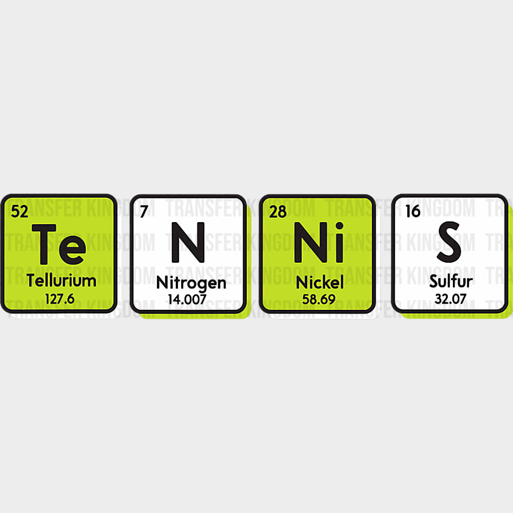Te N Ni S Elements - Tennis DTF Transfers Adult Unisex - S & M (10’’) / Dark Color Design (See Imaging)