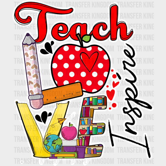 Teach Love Design - Teacher Dtf Heat Transfer Unisex S & M (10’’) / Light Color See Imaging