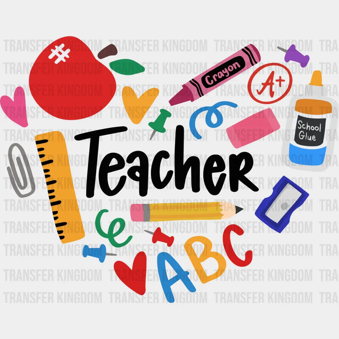 Teacher Apple Heart Design - DTF heat transfer