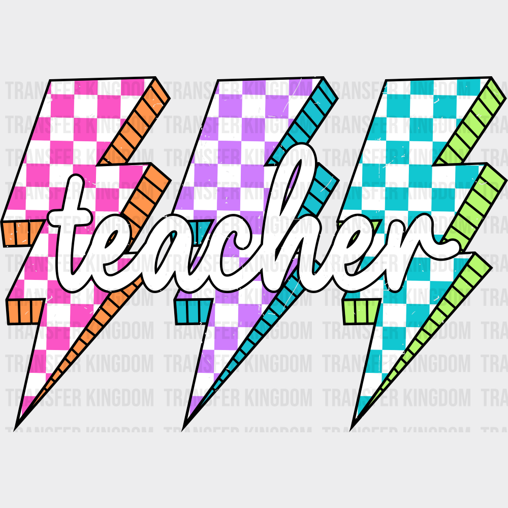 Teacher Colorful Lightning Bolts - Teachers DTF Transfer