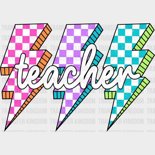 Teacher Colorful Lightning Bolts - Teachers DTF Transfer