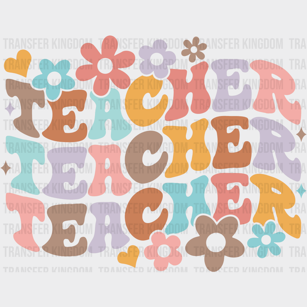 Teacher Flower Retro Design - Dtf Heat Transfer