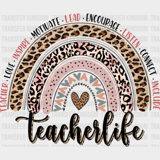 Teacher Life Heart - Teachers DTF Transfer Adult Unisex - S & M (10’’) / Dark Color Design (See Imaging)