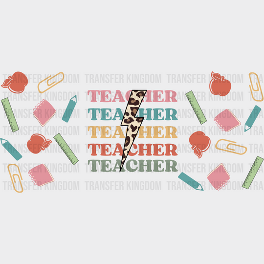 Teacher Lightning Bolt - Cup Wrap Uv Sticker Permanent Dtf Decal